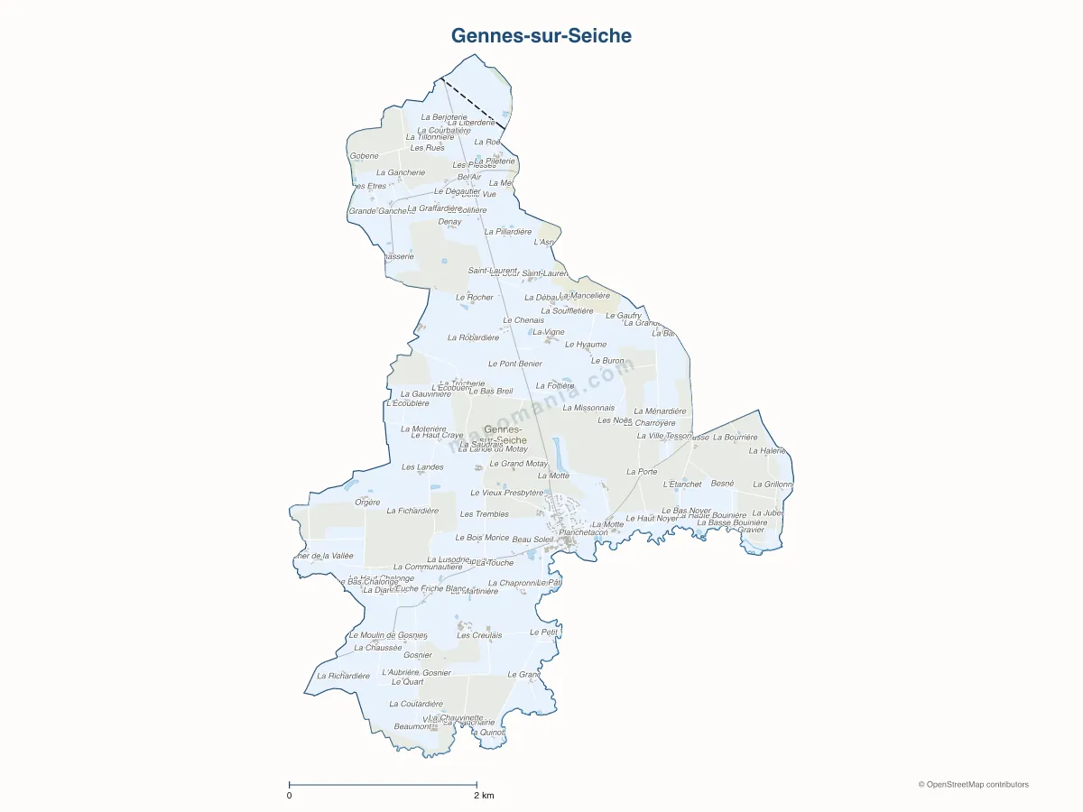 Carte de Gennes-sur-Seiche à personnaliser