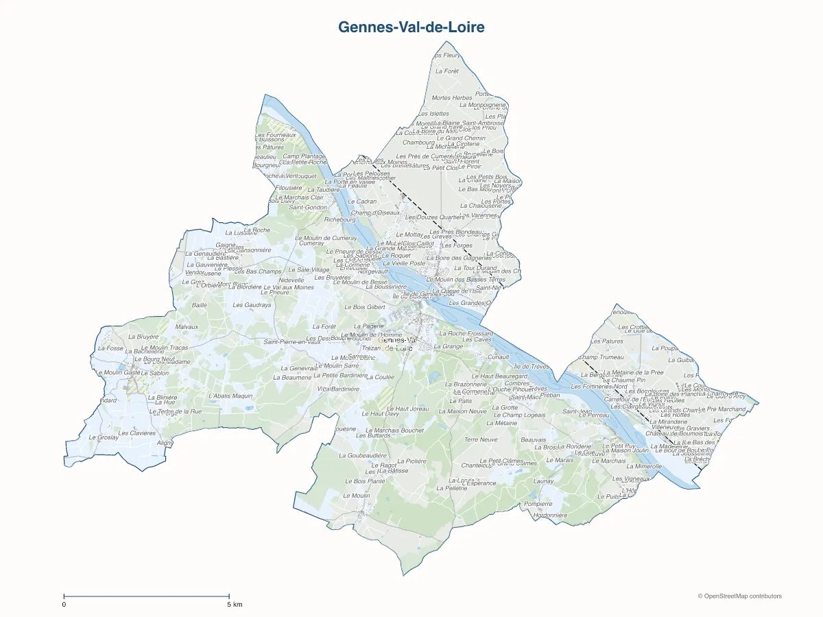 Carte de Gennes-Val-de-Loire à personnaliser