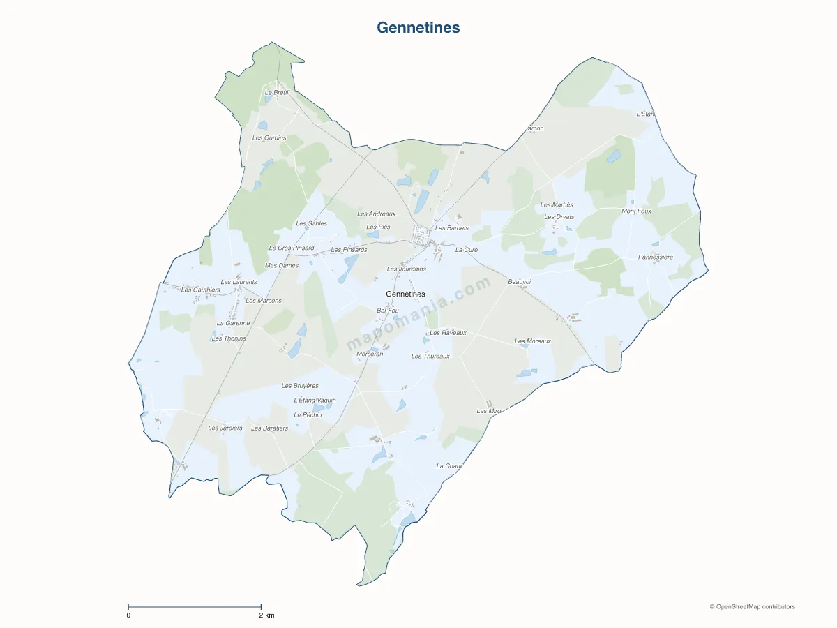 Carte de Gennetines à personnaliser