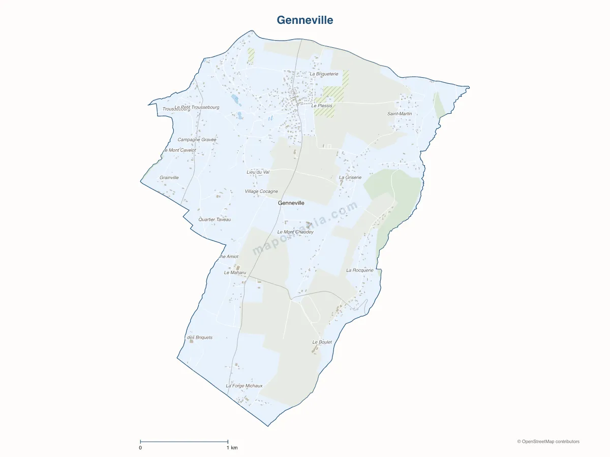 Carte de Genneville à personnaliser