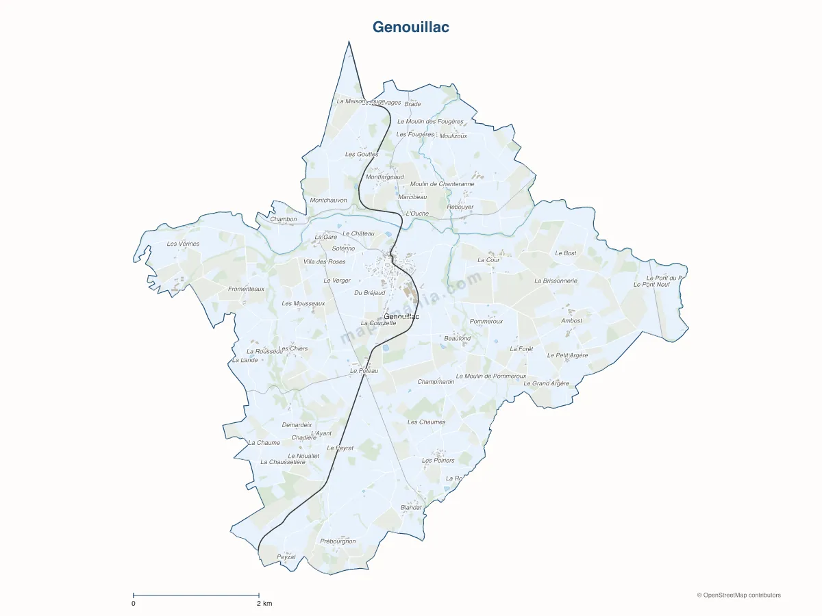 Carte de Genouillac à personnaliser