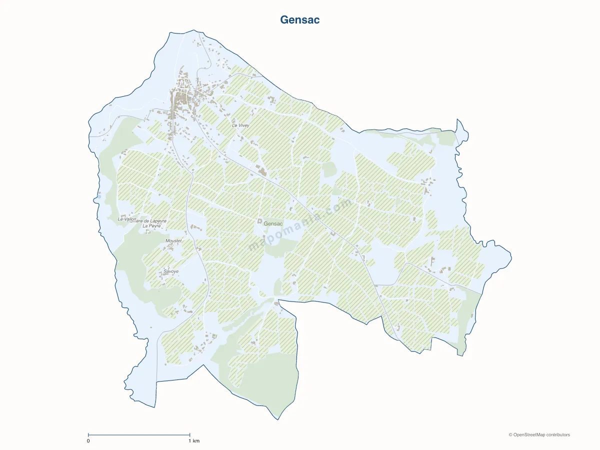 Carte de Gensac à personnaliser