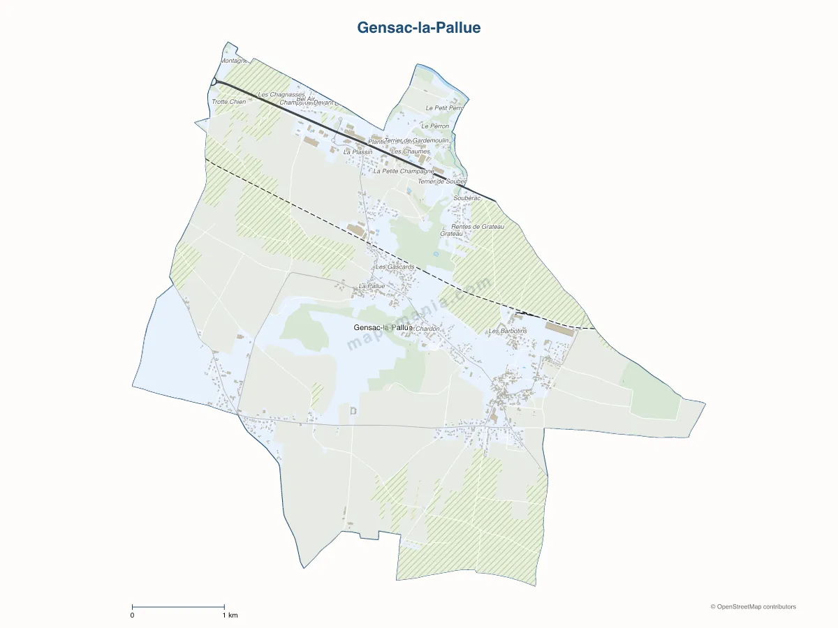 Carte de Gensac-la-Pallue à personnaliser