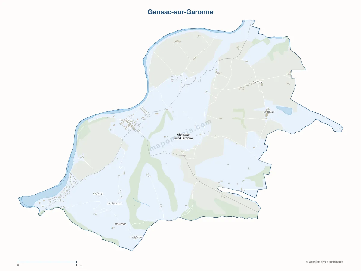 Carte de Gensac-sur-Garonne à personnaliser