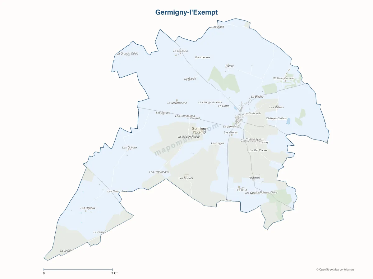 Carte de Germigny-l'Exempt à personnaliser