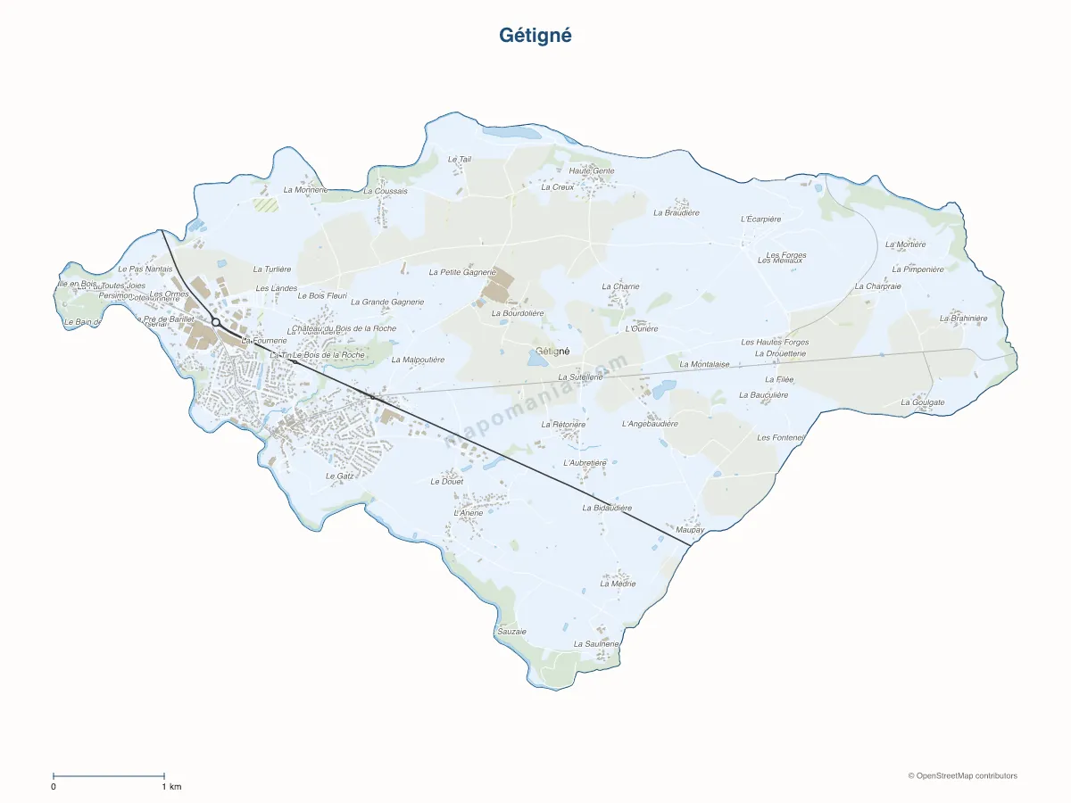Carte de Gétigné à personnaliser