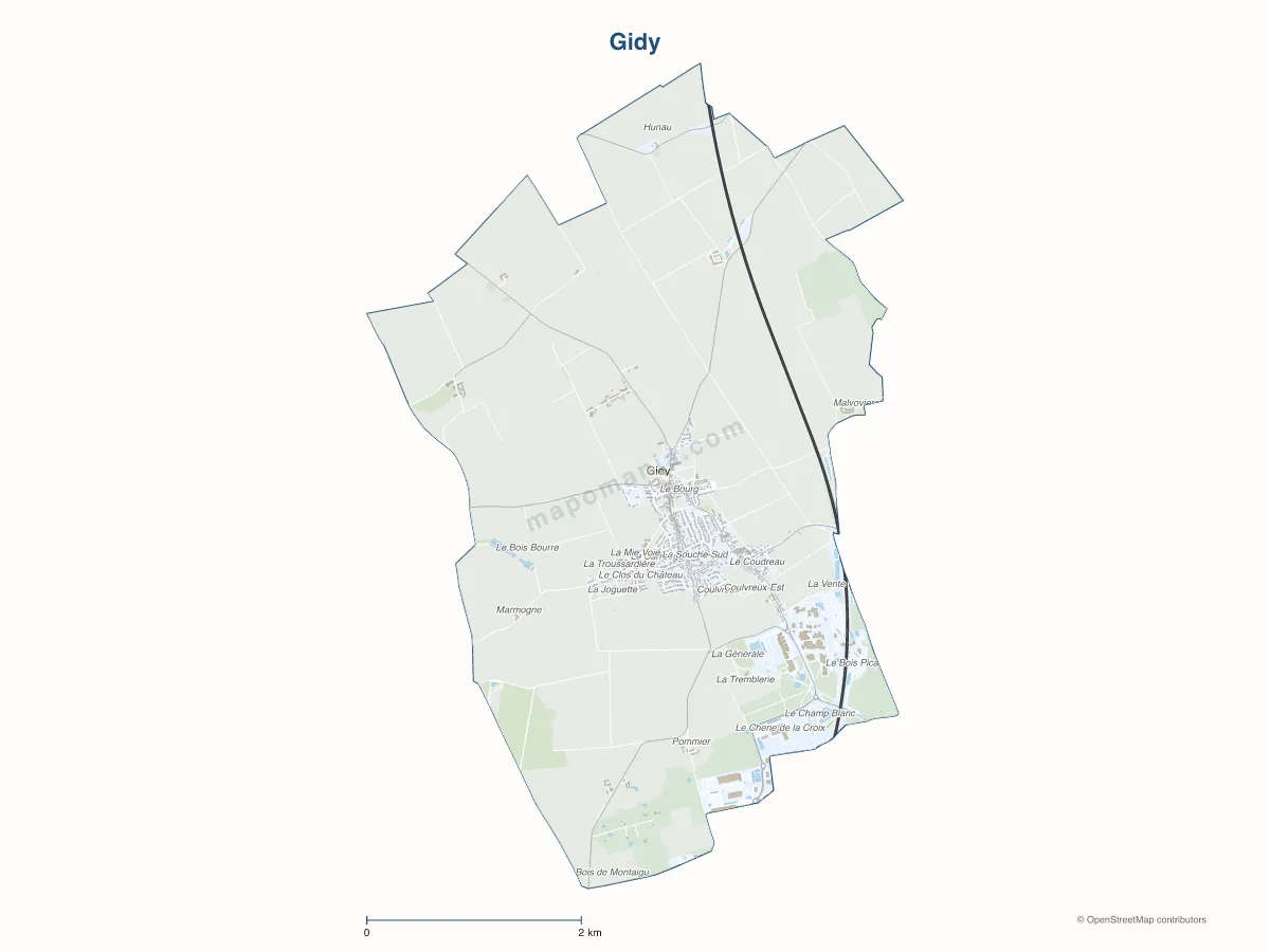 Carte de Gidy à personnaliser