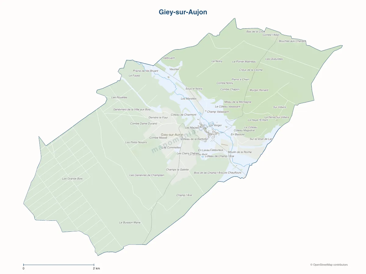 Carte de Giey-sur-Aujon à personnaliser