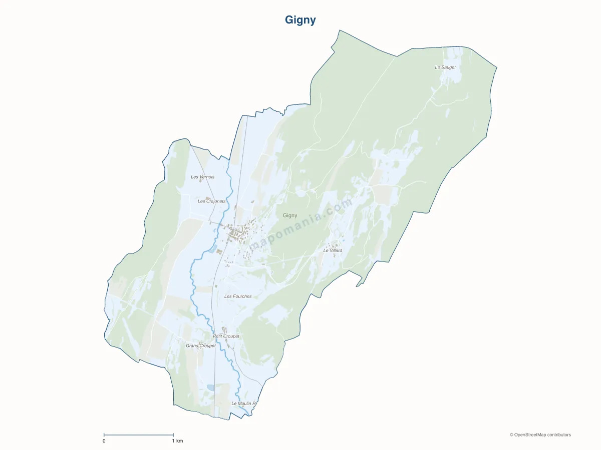 Carte de Gigny à personnaliser