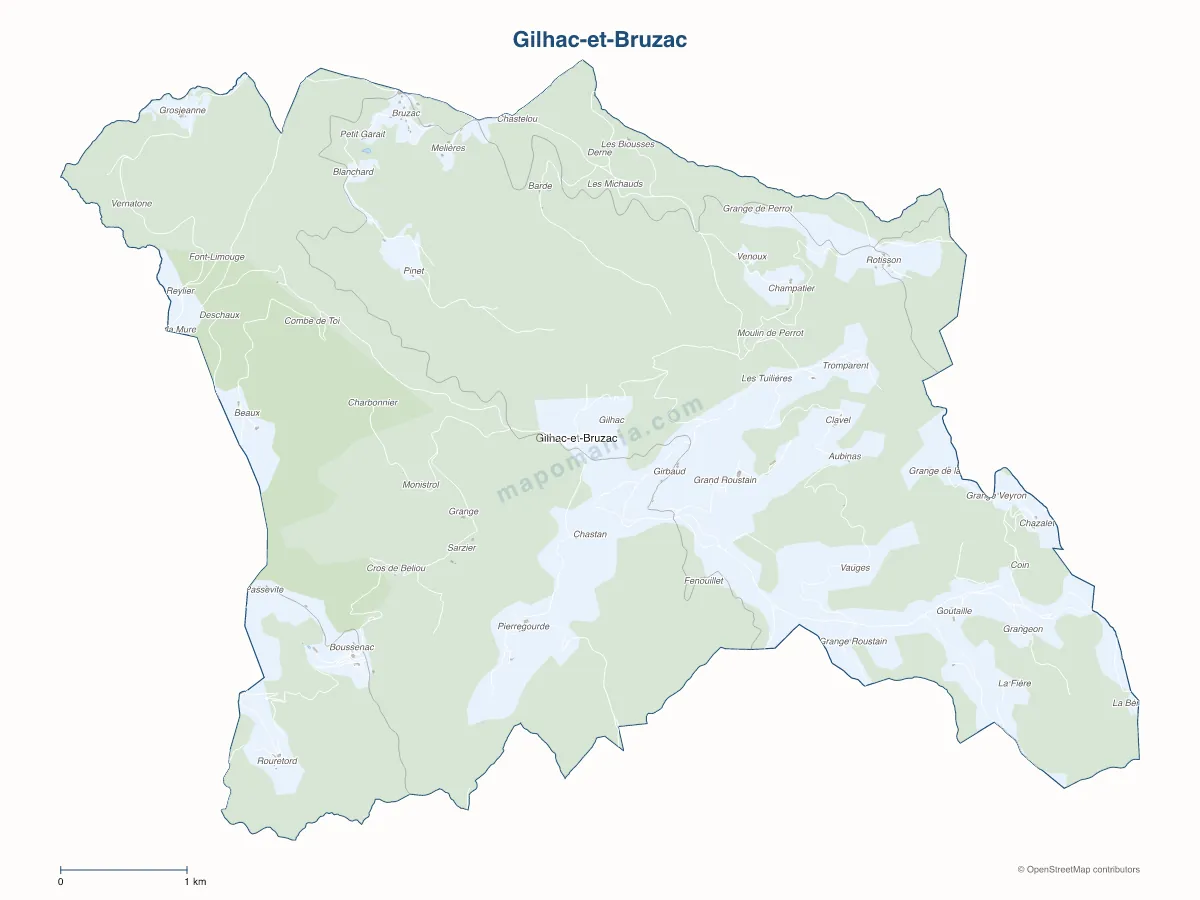 Carte de Gilhac-et-Bruzac à personnaliser