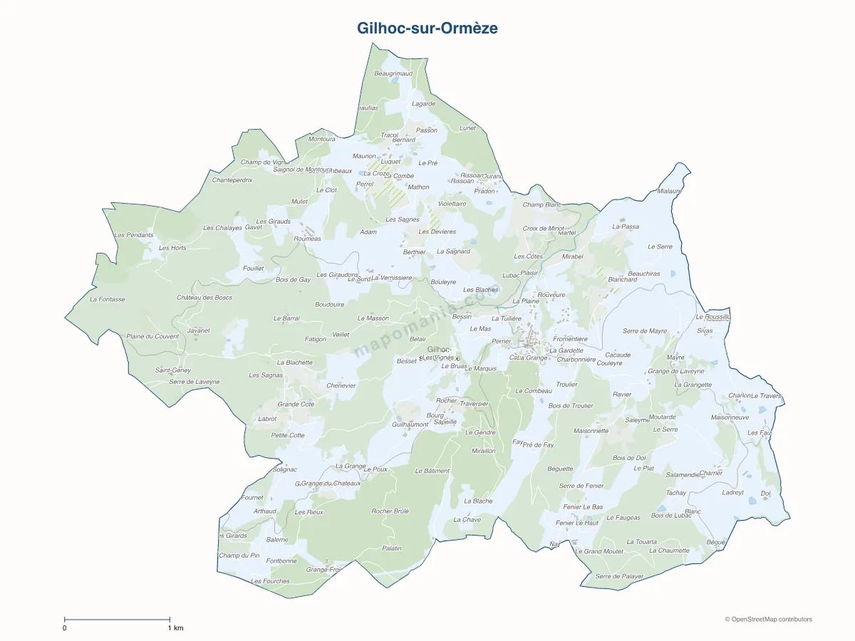Carte de Gilhoc-sur-Ormèze à personnaliser
