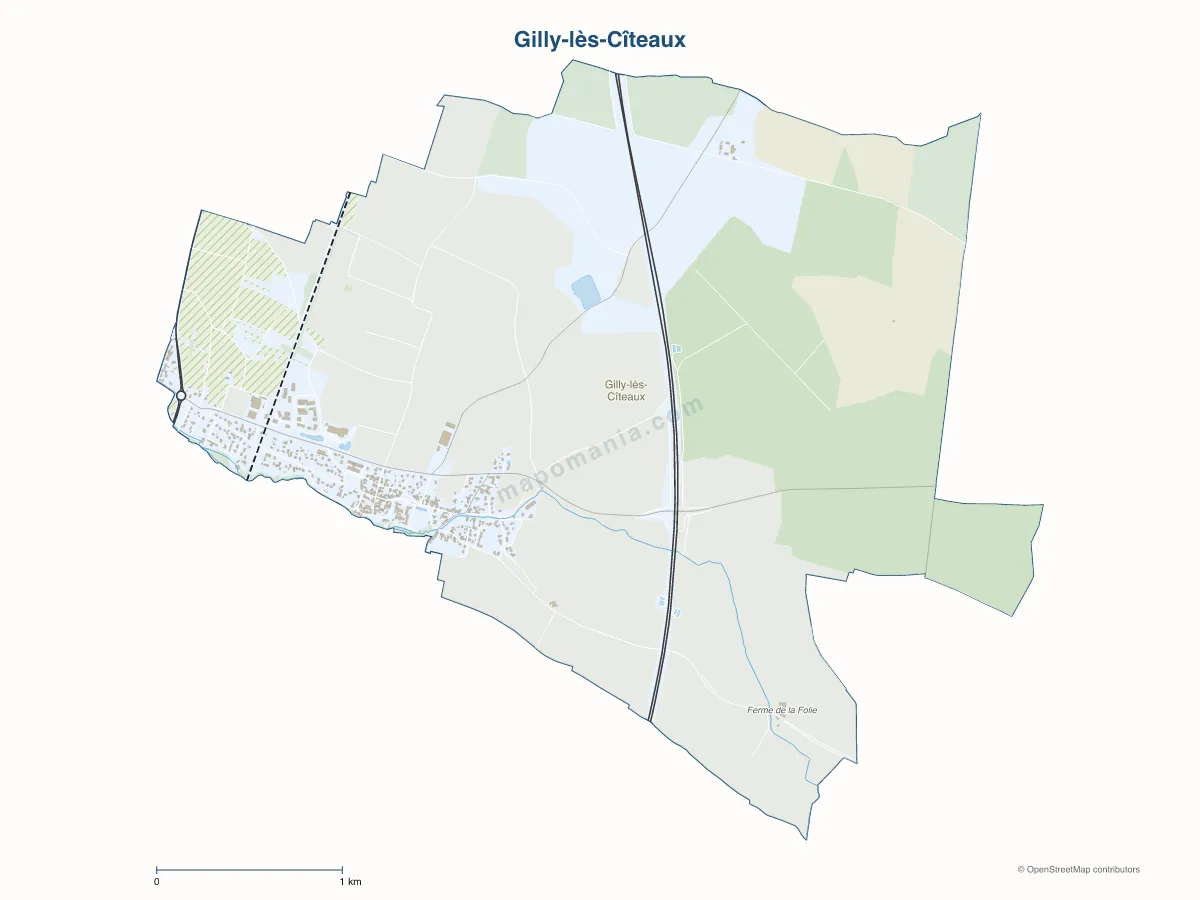 Carte de Gilly-lès-Cîteaux à personnaliser