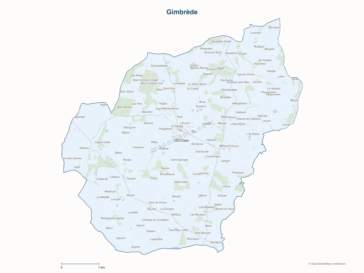 Carte de Gimbrède à personnaliser
