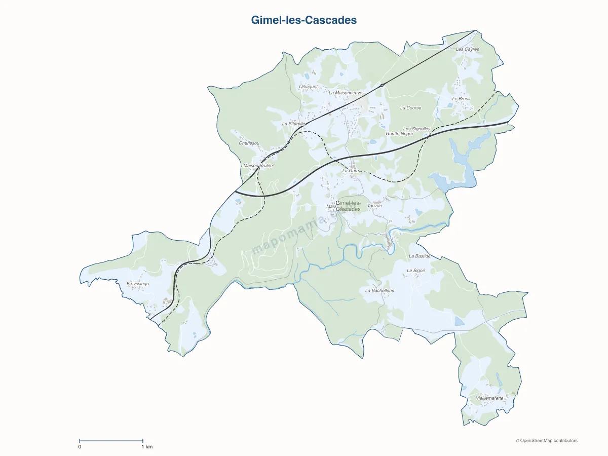 Carte de Gimel-les-Cascades à personnaliser