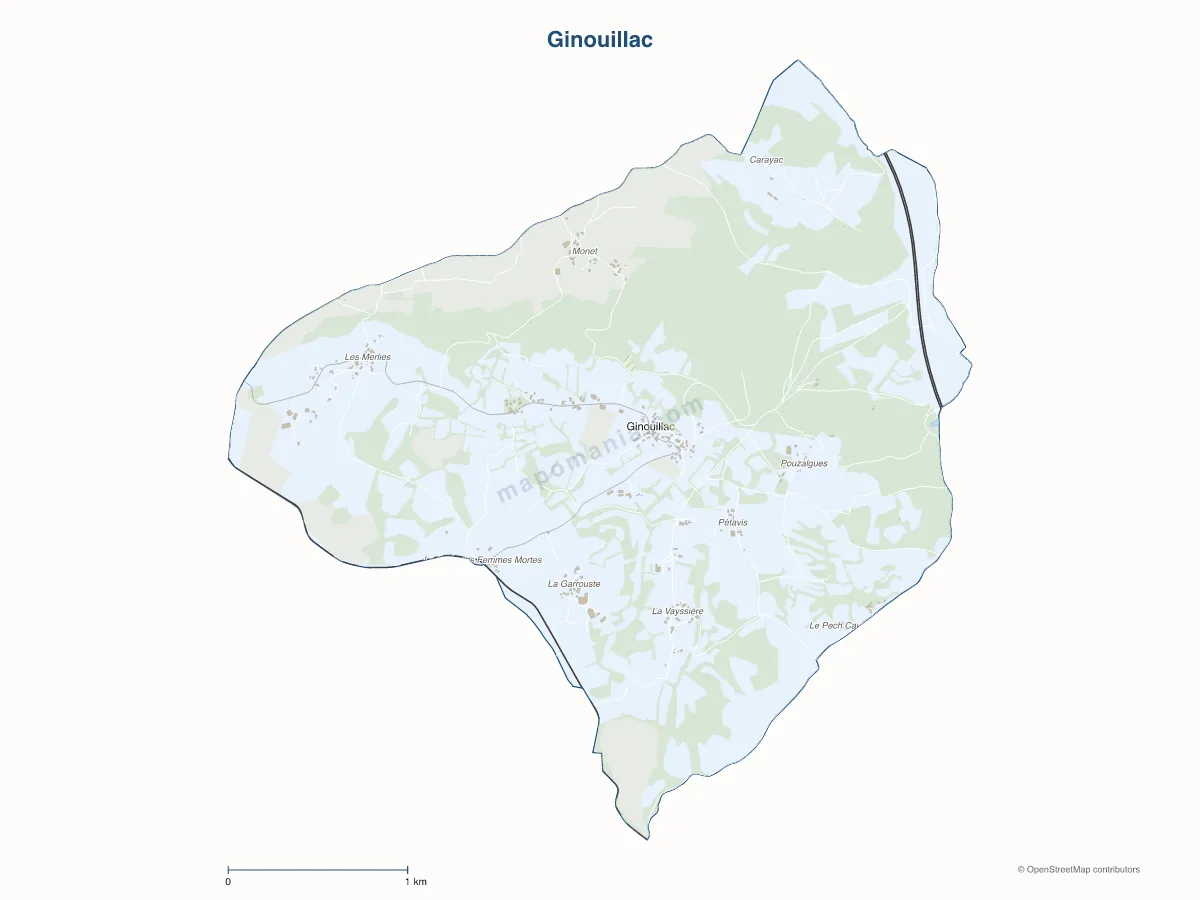 Carte de Ginouillac à personnaliser
