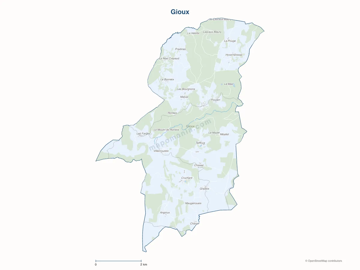 Carte de Gioux à personnaliser