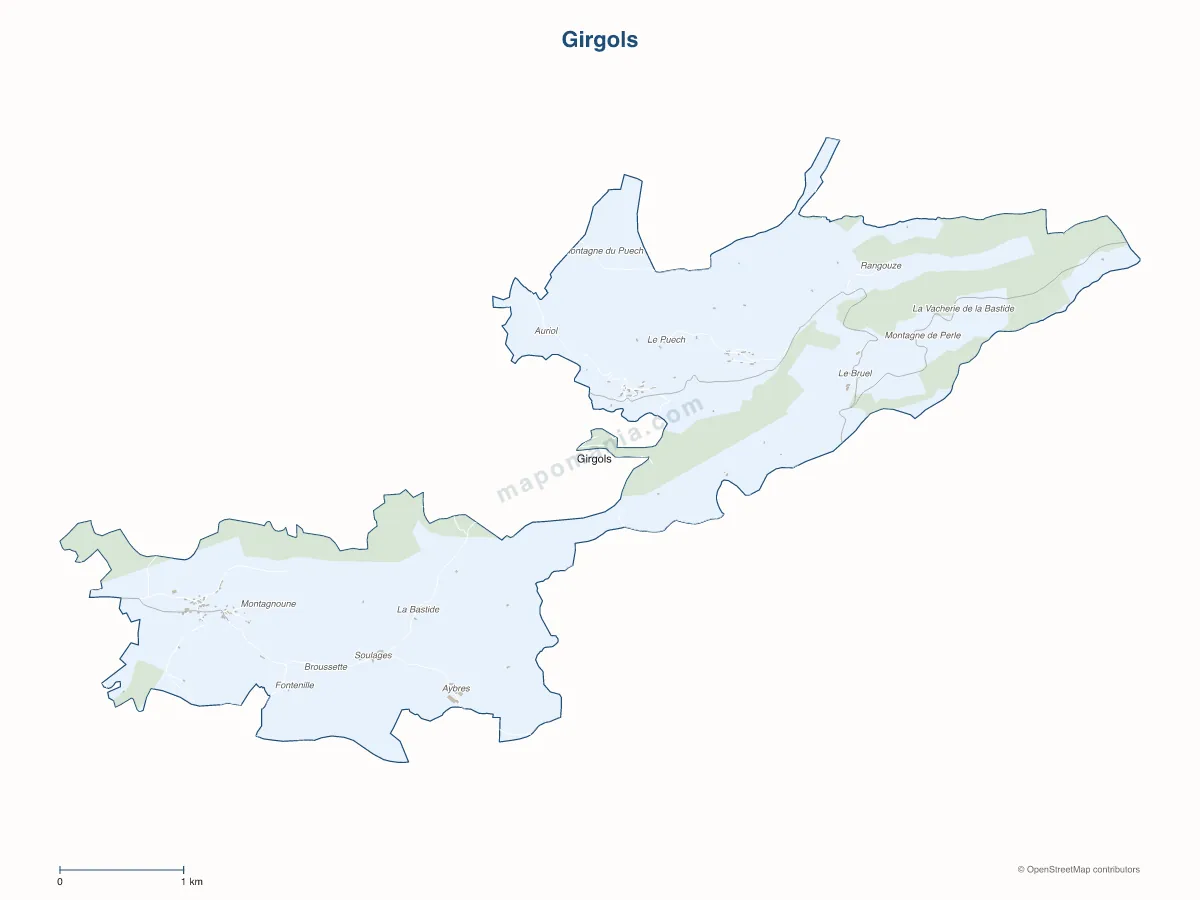 Carte de Girgols à personnaliser