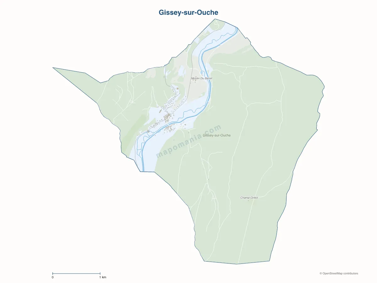Carte de Gissey-sur-Ouche à personnaliser