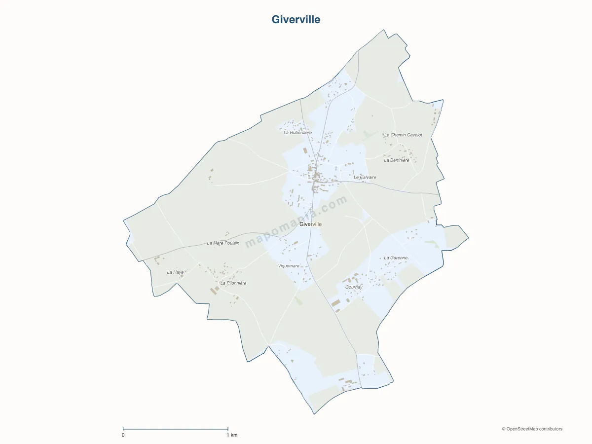 Carte de Giverville à personnaliser
