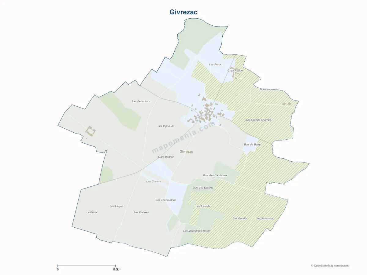 Carte de Givrezac à personnaliser