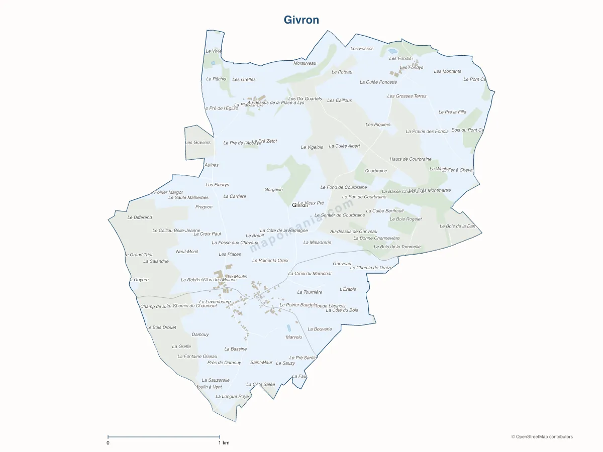 Carte de Givron à personnaliser