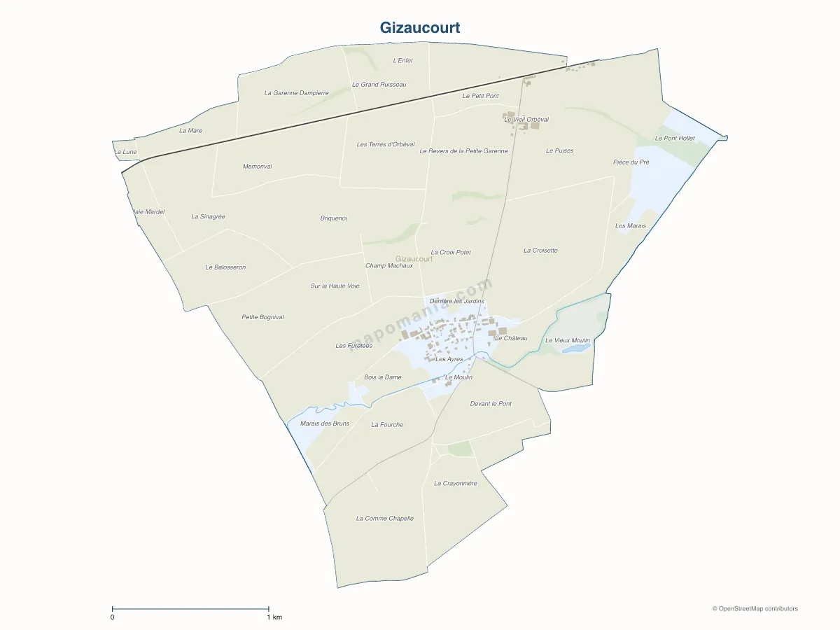 Carte de Gizaucourt à personnaliser