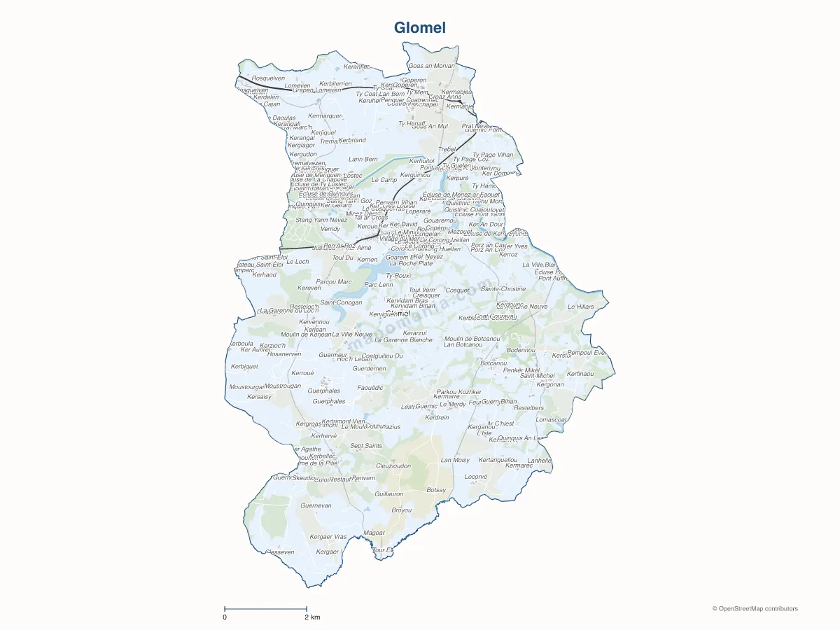 Carte de Glomel à personnaliser