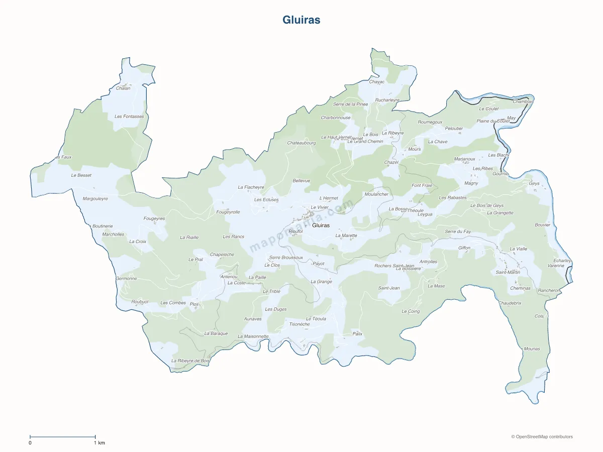 Carte de Gluiras à personnaliser