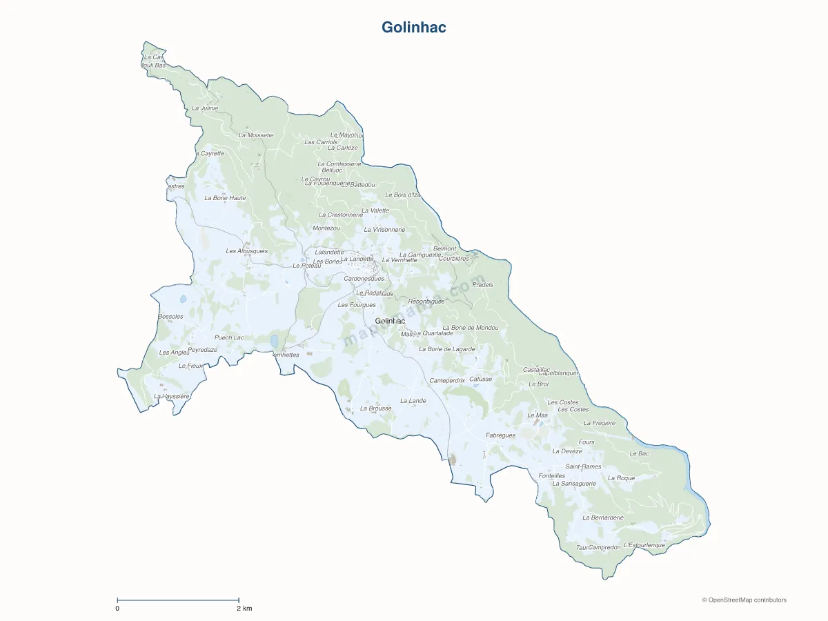 Carte de Golinhac à personnaliser