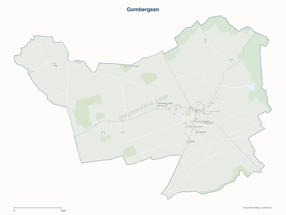 Carte de Gombergean à personnaliser