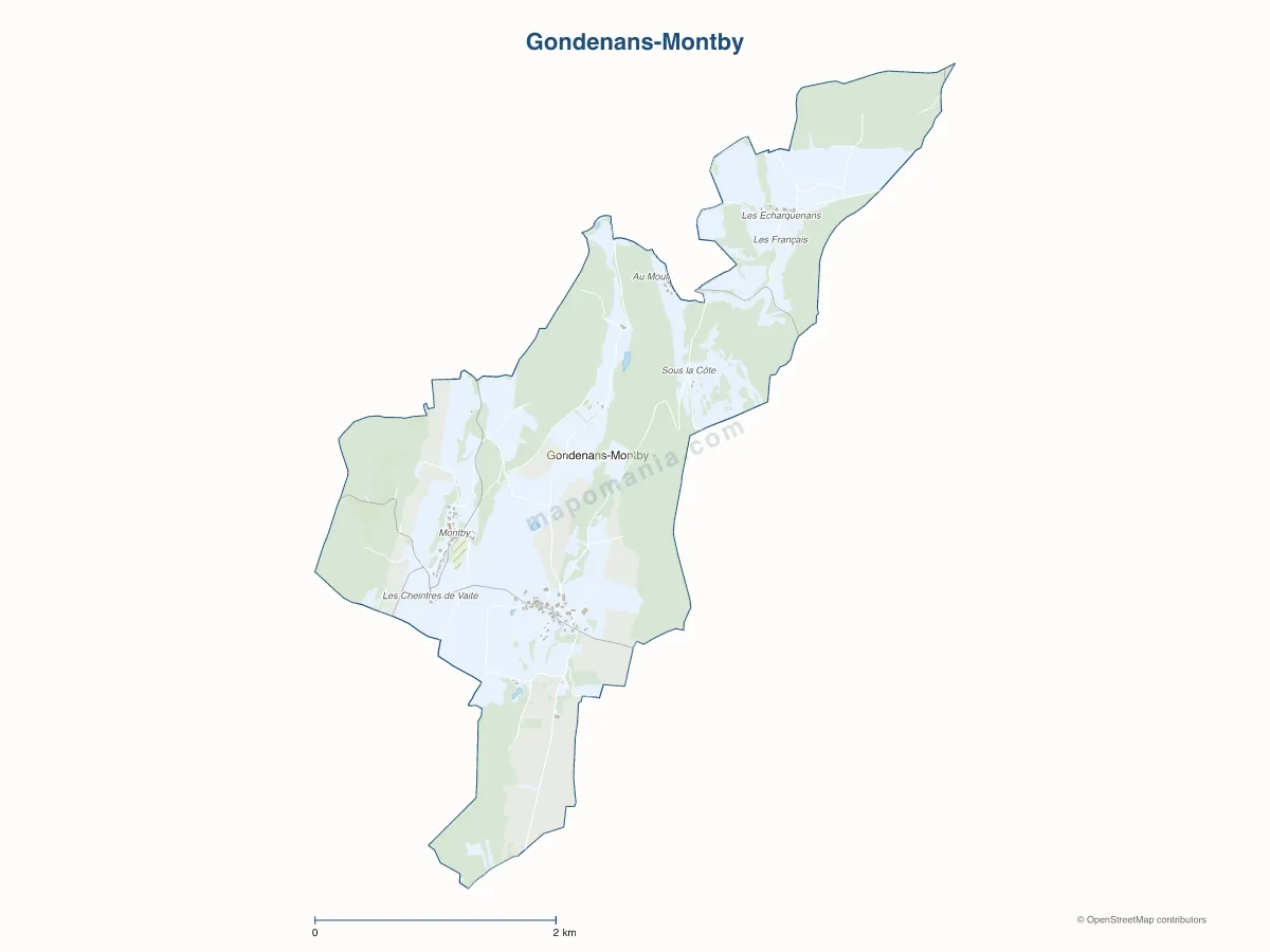 Carte de Gondenans-Montby à personnaliser