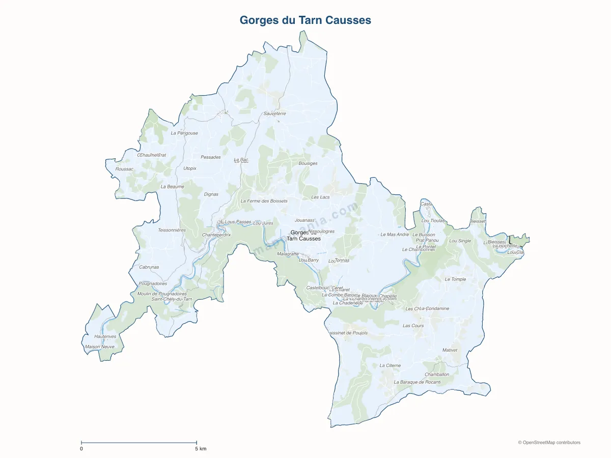 Carte de Gorges du Tarn Causses à personnaliser