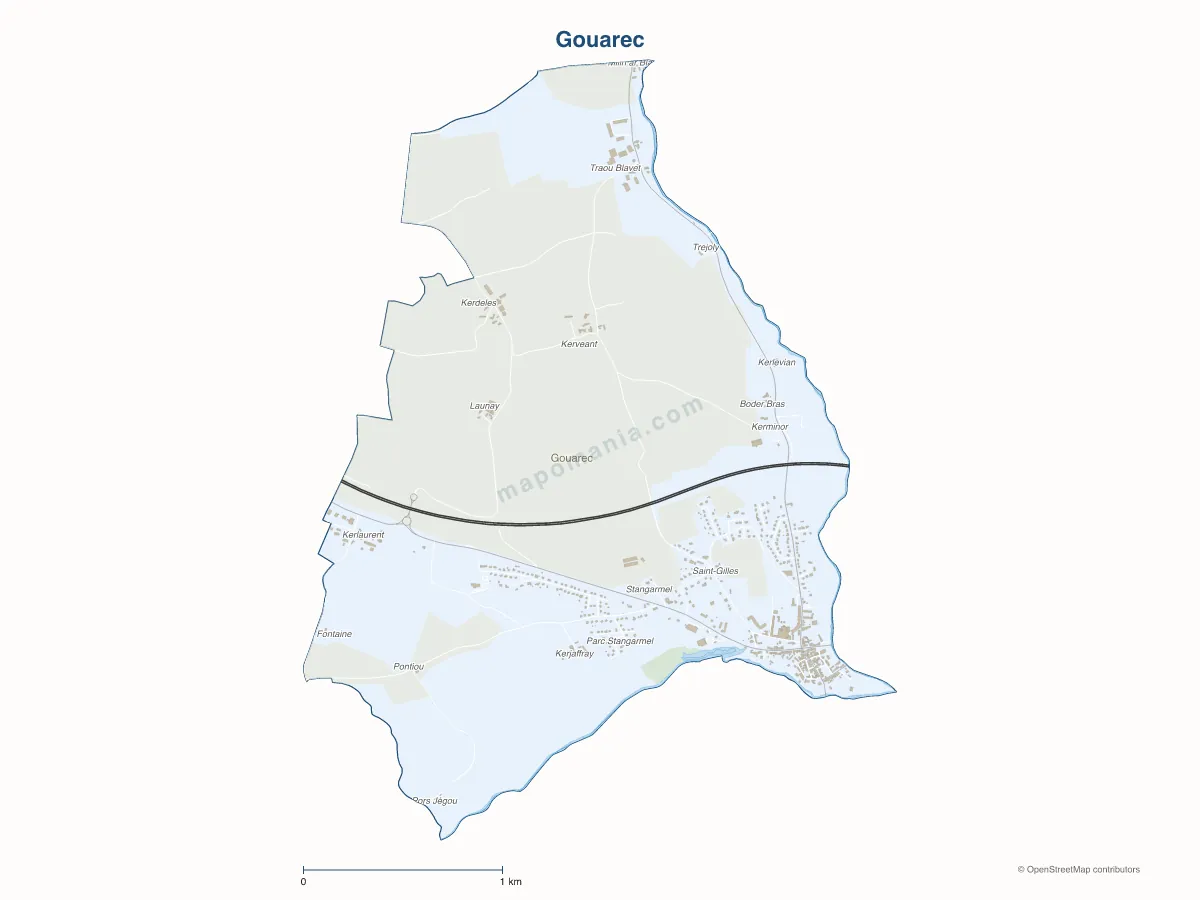 Carte de Gouarec à personnaliser
