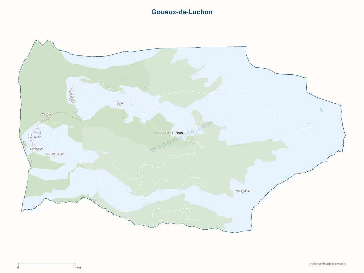 Carte de Gouaux-de-Luchon à personnaliser