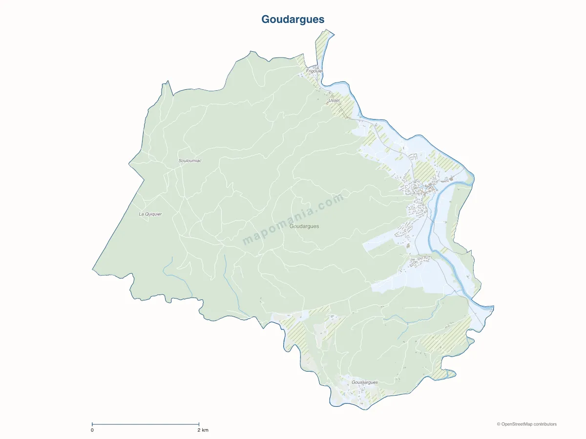 Carte de Goudargues à personnaliser