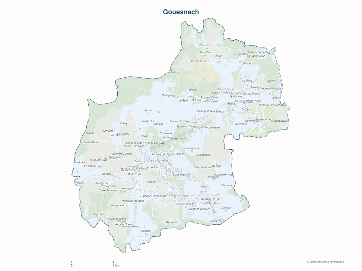 Carte de Gouesnach à personnaliser