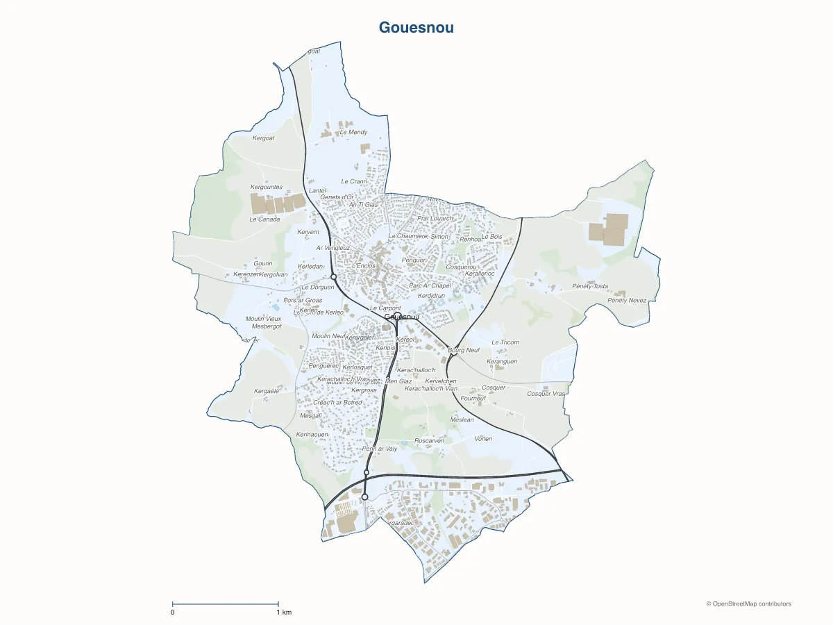 Carte de Gouesnou à personnaliser