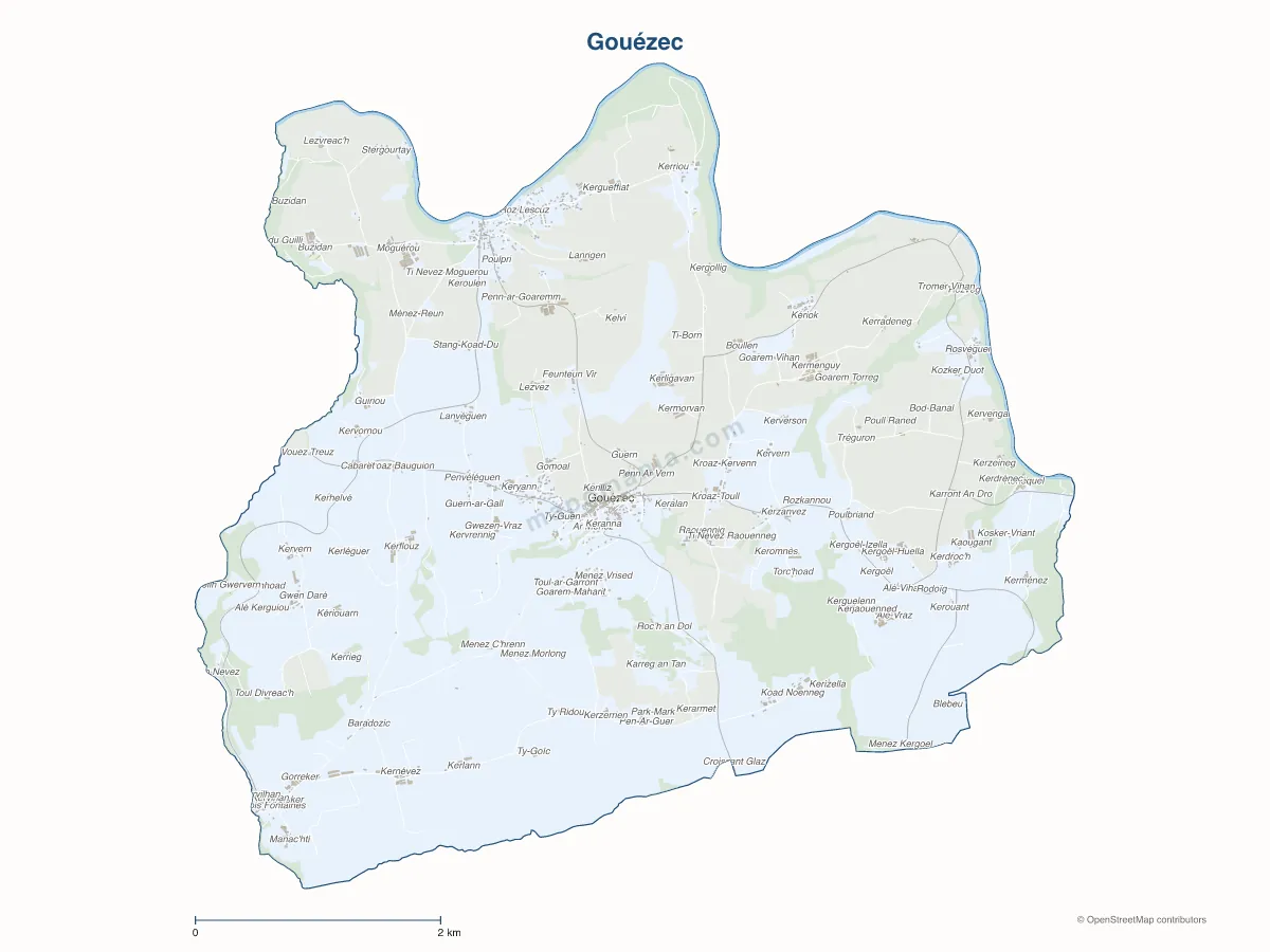 Carte de Gouézec à personnaliser