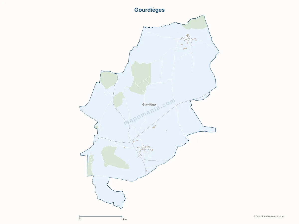 Carte de Gourdièges à personnaliser