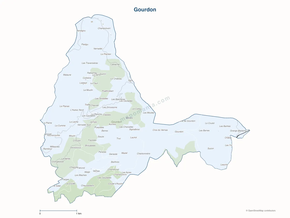 Carte de Gourdon à personnaliser