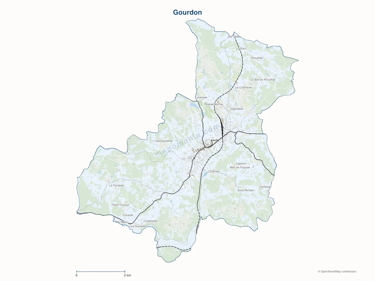 Carte de Gourdon à personnaliser