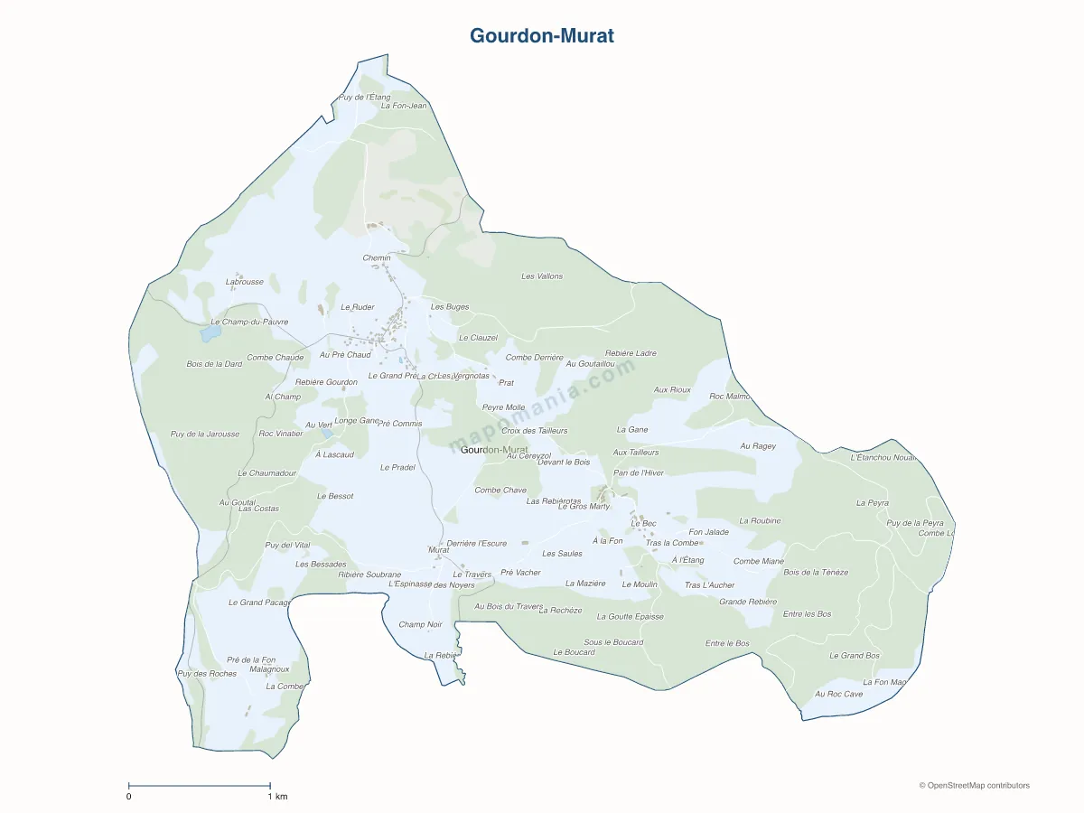 Carte de Gourdon-Murat à personnaliser