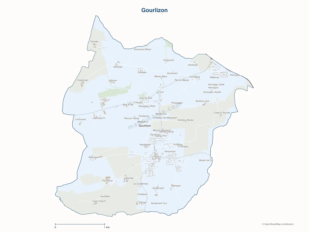 Carte de Gourlizon à personnaliser