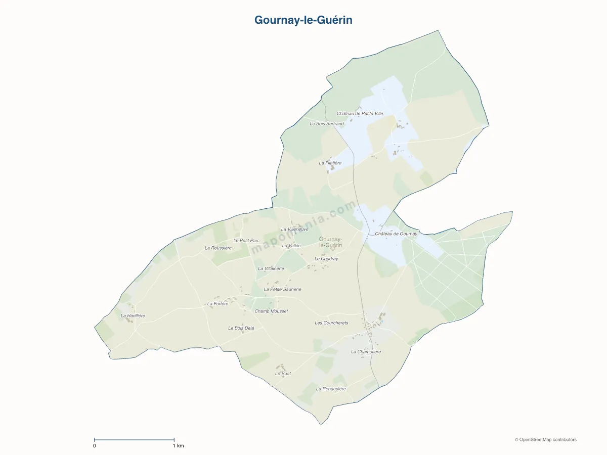 Carte de Gournay-le-Guérin à personnaliser