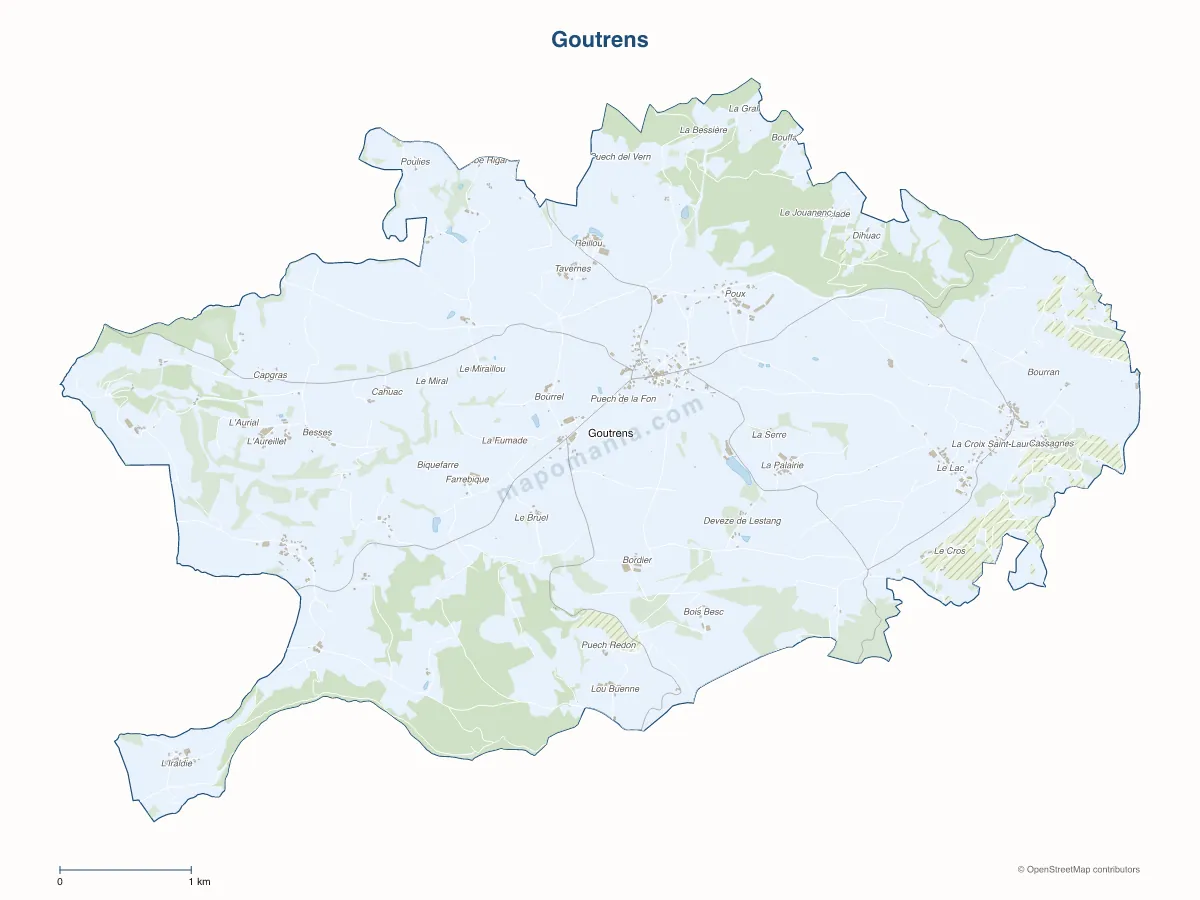 Carte de Goutrens à personnaliser
