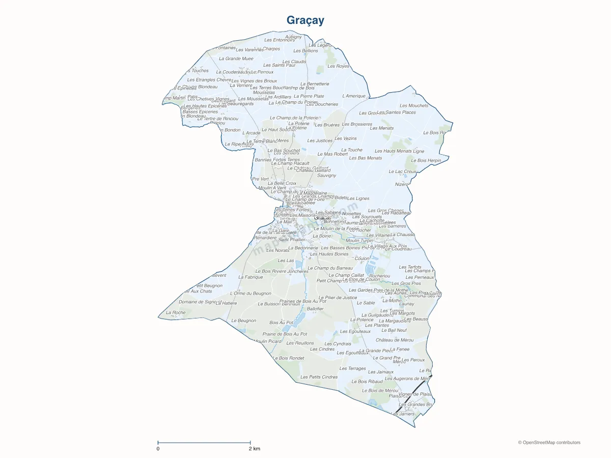 Carte de Graçay à personnaliser