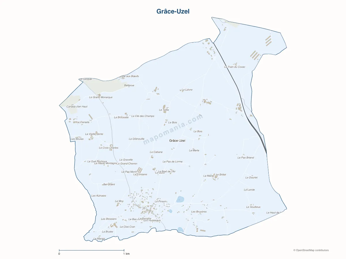 Carte de Grâce-Uzel à personnaliser