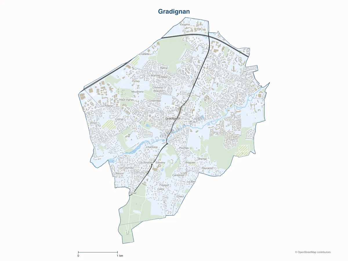 Carte de Gradignan à personnaliser
