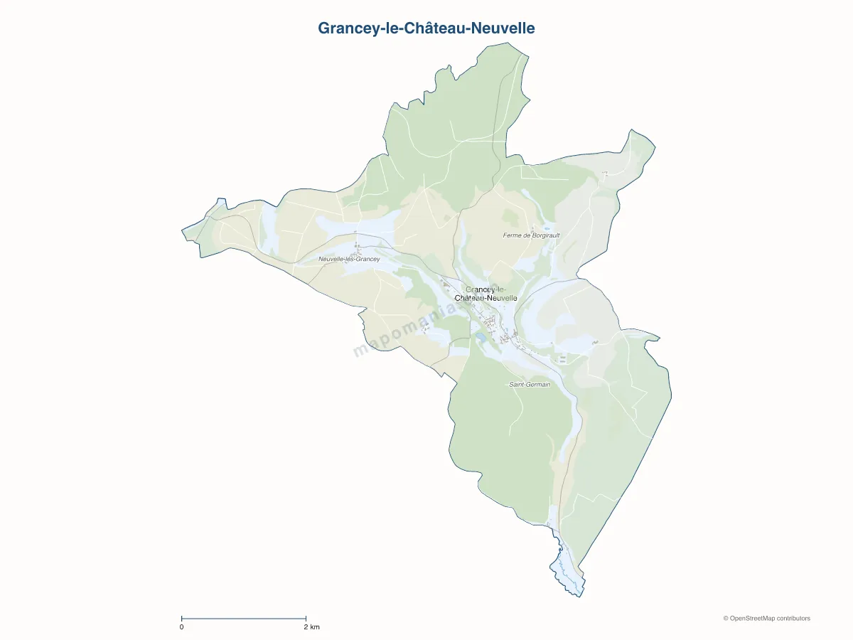 Carte de Grancey-le-Château-Neuvelle à personnaliser