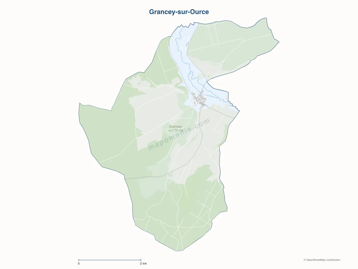 Carte de Grancey-sur-Ource à personnaliser